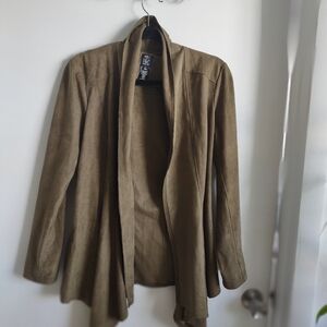 Vakko Women's Olive Blazer Faux Suede